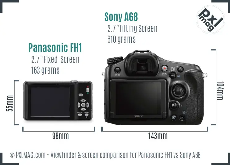 Panasonic FH1 vs Sony A68 Screen and Viewfinder comparison