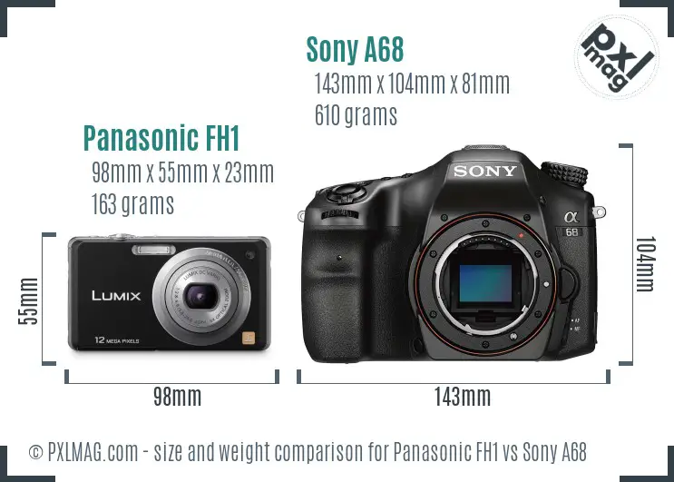 Panasonic FH1 vs Sony A68 size comparison