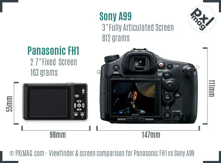 Panasonic FH1 vs Sony A99 Screen and Viewfinder comparison
