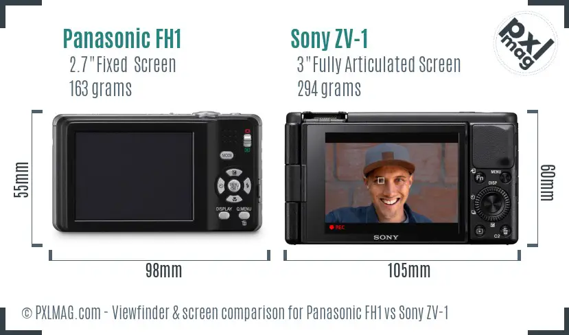 Panasonic FH1 vs Sony ZV-1 Screen and Viewfinder comparison