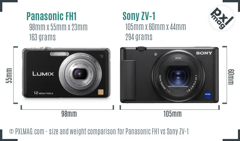 Panasonic FH1 vs Sony ZV-1 size comparison