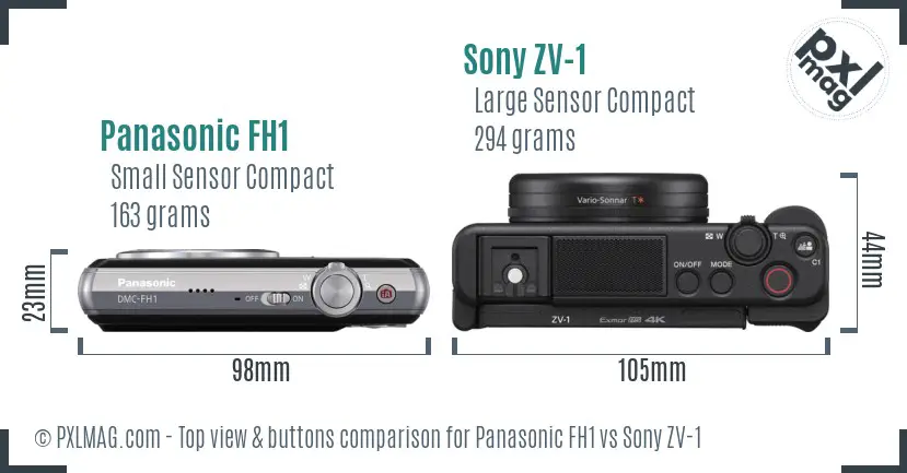 Panasonic FH1 vs Sony ZV-1 top view buttons comparison