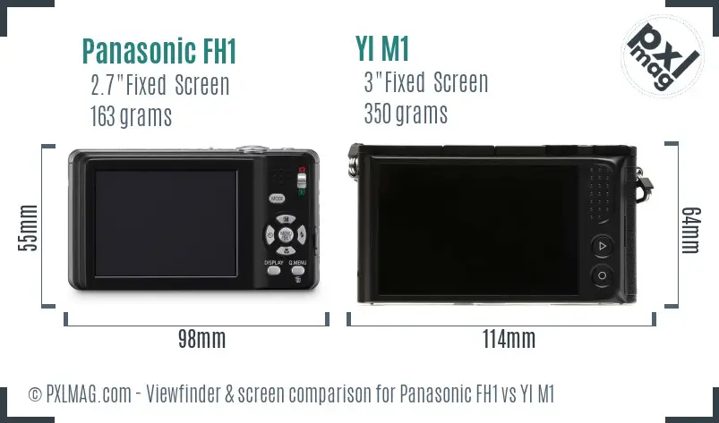 Panasonic FH1 vs YI M1 Screen and Viewfinder comparison