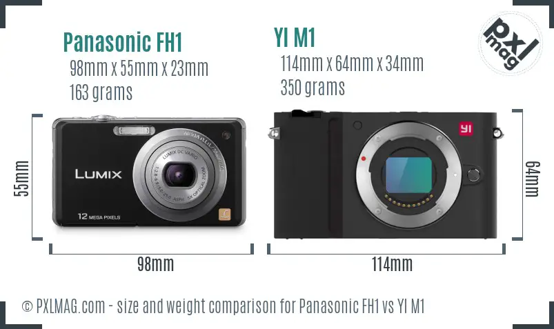 Panasonic FH1 vs YI M1 size comparison