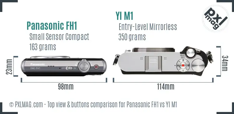 Panasonic FH1 vs YI M1 top view buttons comparison