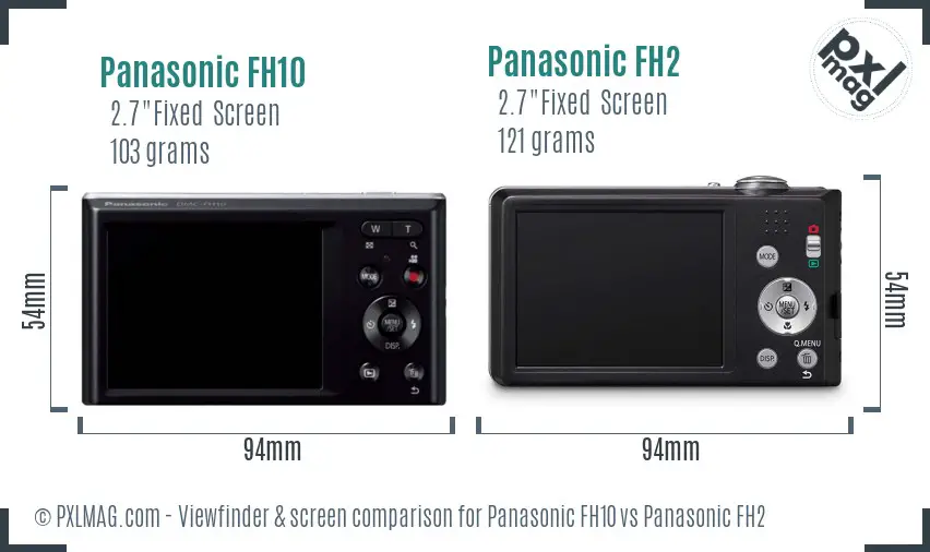 Panasonic FH10 vs Panasonic FH2 Screen and Viewfinder comparison