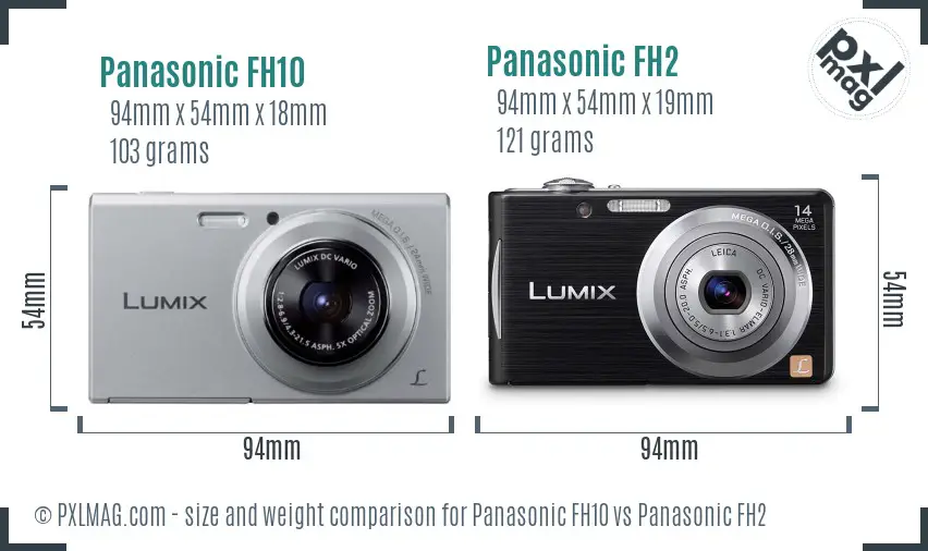 Panasonic FH10 vs Panasonic FH2 size comparison