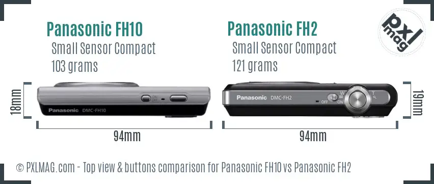 Panasonic FH10 vs Panasonic FH2 top view buttons comparison