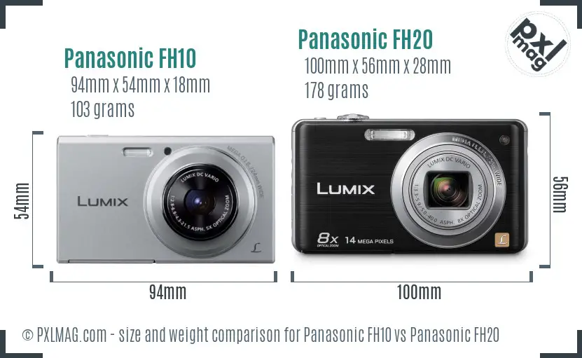 Panasonic FH10 vs Panasonic FH20 size comparison