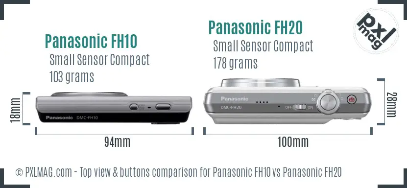 Panasonic FH10 vs Panasonic FH20 top view buttons comparison