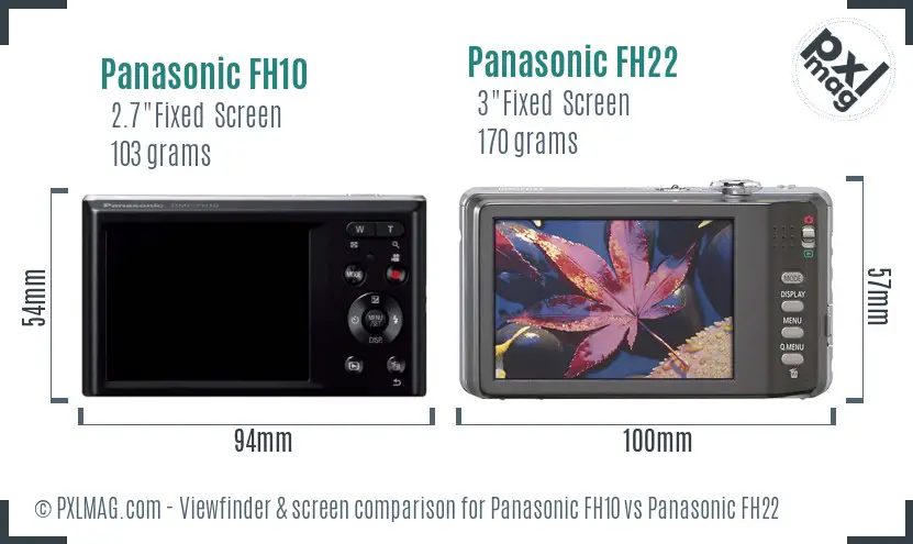 Panasonic FH10 vs Panasonic FH22 Screen and Viewfinder comparison
