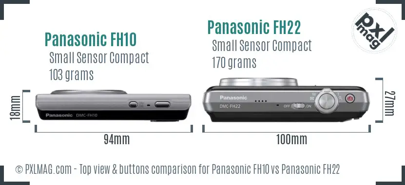 Panasonic FH10 vs Panasonic FH22 top view buttons comparison