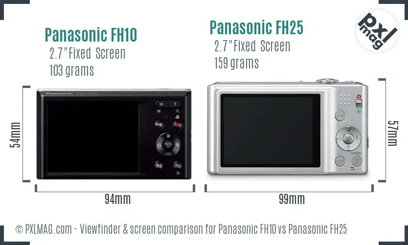 Panasonic FH10 vs Panasonic FH25 Screen and Viewfinder comparison
