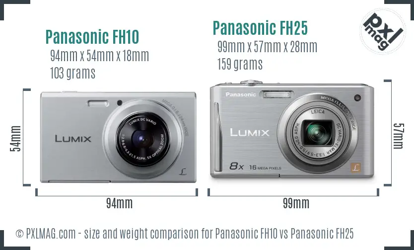 Panasonic FH10 vs Panasonic FH25 size comparison