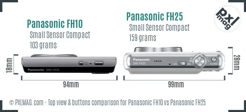 Panasonic FH10 vs Panasonic FH25 top view buttons comparison