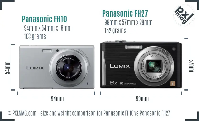 Panasonic FH10 vs Panasonic FH27 size comparison