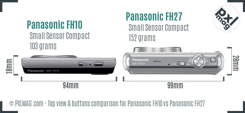Panasonic FH10 vs Panasonic FH27 top view buttons comparison