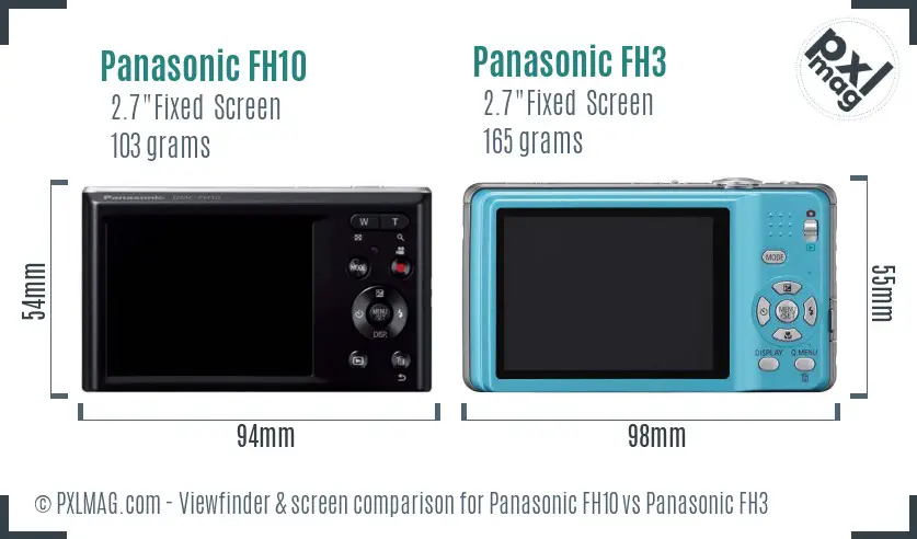 Panasonic FH10 vs Panasonic FH3 Screen and Viewfinder comparison