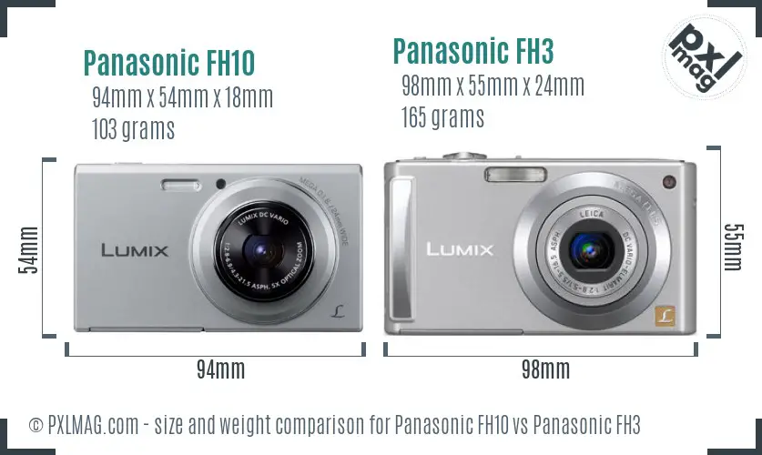 Panasonic FH10 vs Panasonic FH3 size comparison