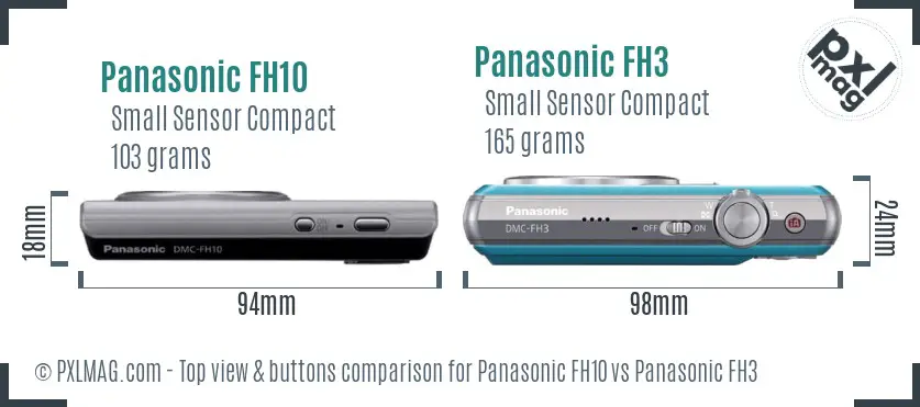 Panasonic FH10 vs Panasonic FH3 top view buttons comparison