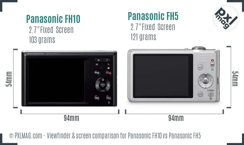 Panasonic FH10 vs Panasonic FH5 Screen and Viewfinder comparison