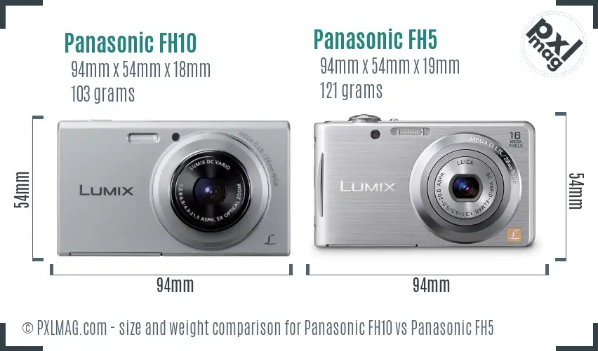 Panasonic FH10 vs Panasonic FH5 size comparison