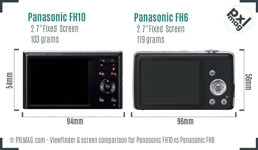 Panasonic FH10 vs Panasonic FH6 Screen and Viewfinder comparison