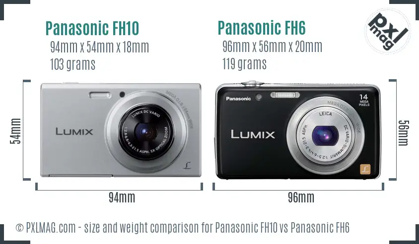 Panasonic FH10 vs Panasonic FH6 size comparison