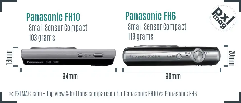 Panasonic FH10 vs Panasonic FH6 top view buttons comparison