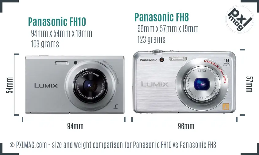 Panasonic FH10 vs Panasonic FH8 size comparison