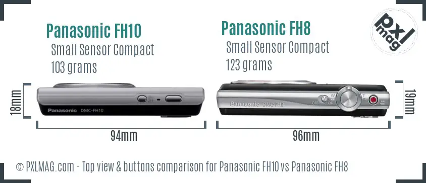 Panasonic FH10 vs Panasonic FH8 top view buttons comparison