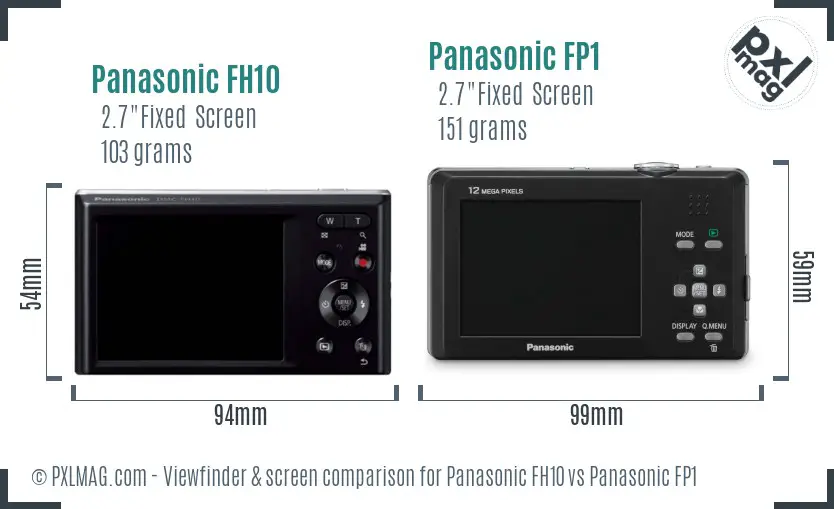 Panasonic FH10 vs Panasonic FP1 Screen and Viewfinder comparison