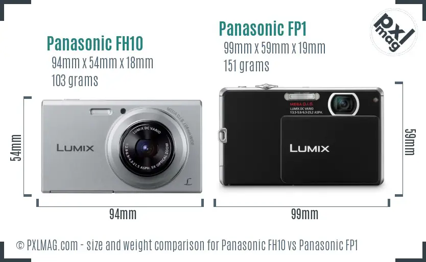 Panasonic FH10 vs Panasonic FP1 size comparison