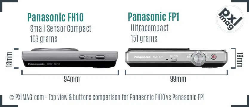 Panasonic FH10 vs Panasonic FP1 top view buttons comparison