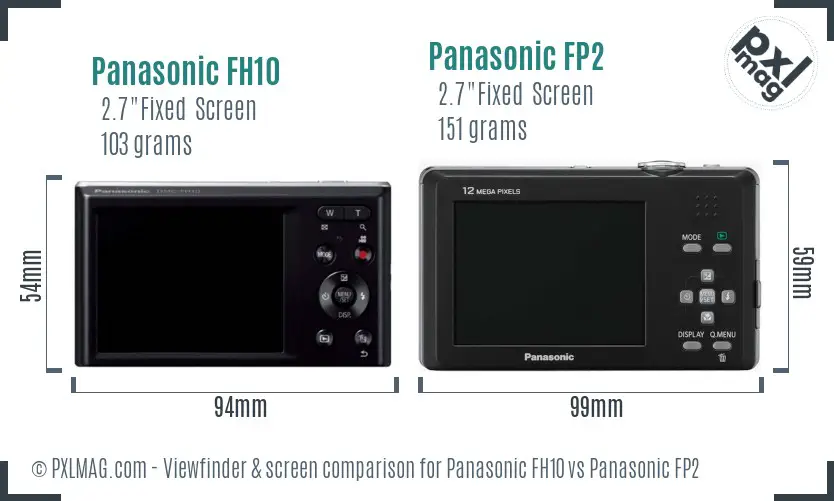 Panasonic FH10 vs Panasonic FP2 Screen and Viewfinder comparison