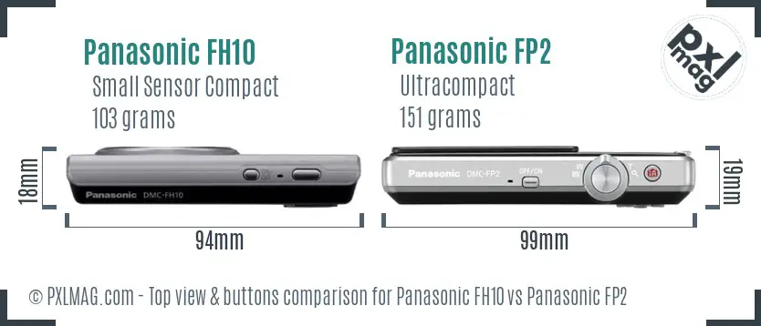 Panasonic FH10 vs Panasonic FP2 top view buttons comparison