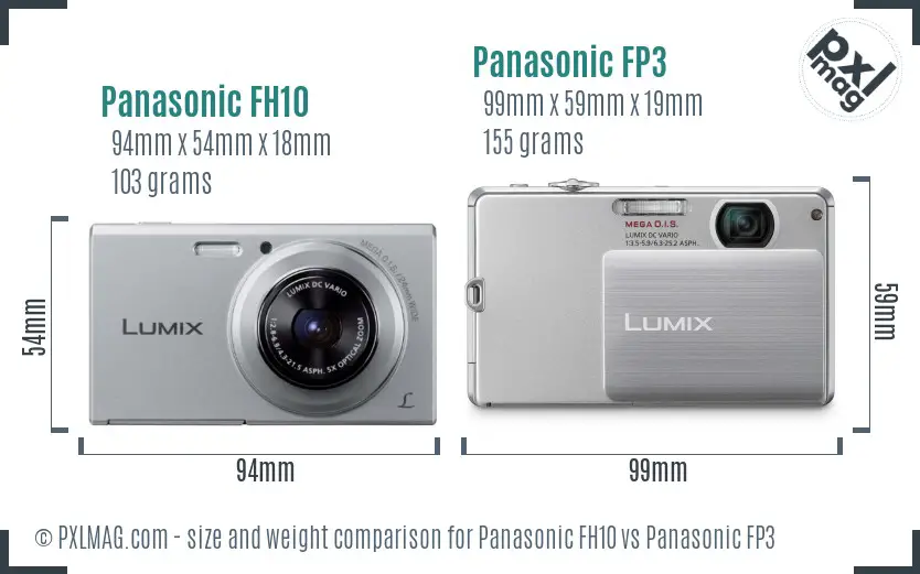 Panasonic FH10 vs Panasonic FP3 size comparison