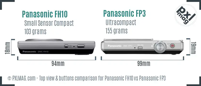 Panasonic FH10 vs Panasonic FP3 top view buttons comparison