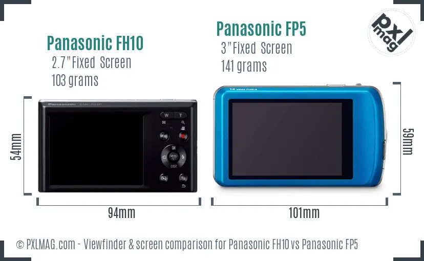 Panasonic FH10 vs Panasonic FP5 Screen and Viewfinder comparison