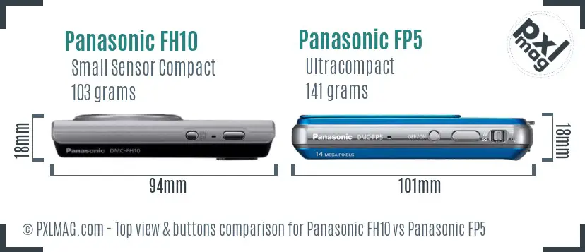 Panasonic FH10 vs Panasonic FP5 top view buttons comparison