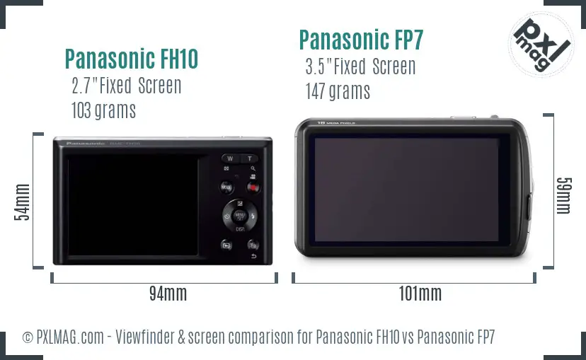 Panasonic FH10 vs Panasonic FP7 Screen and Viewfinder comparison