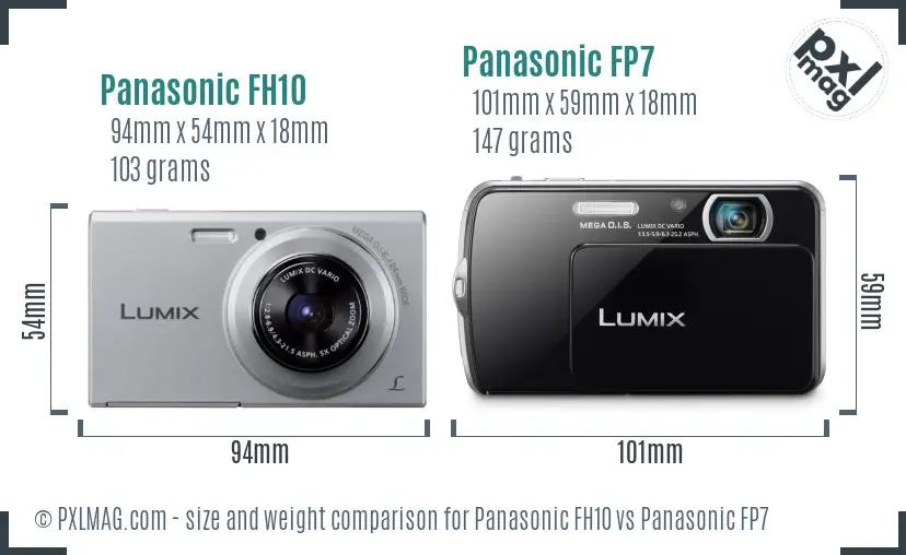 Panasonic FH10 vs Panasonic FP7 size comparison