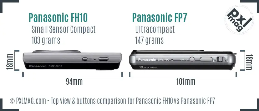 Panasonic FH10 vs Panasonic FP7 top view buttons comparison