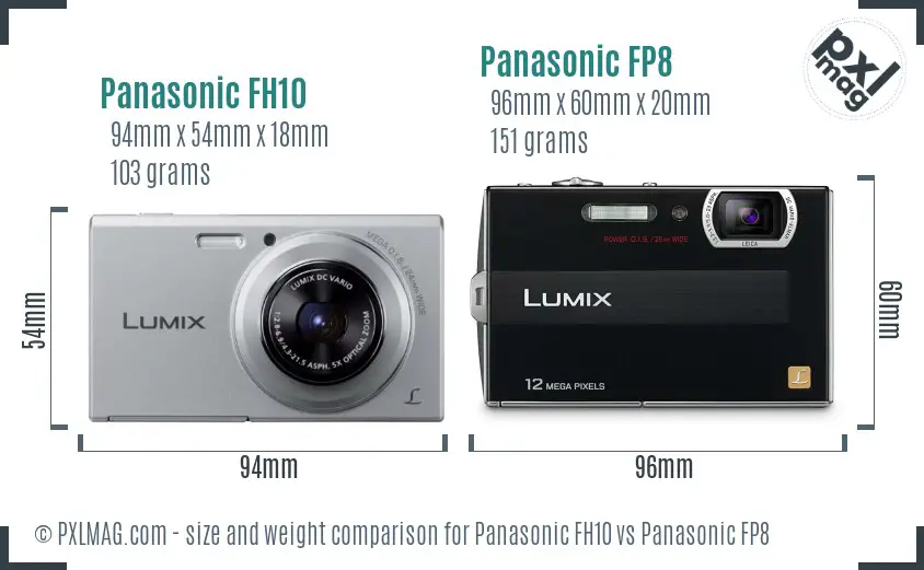Panasonic FH10 vs Panasonic FP8 size comparison