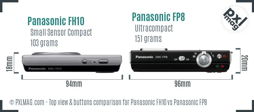 Panasonic FH10 vs Panasonic FP8 top view buttons comparison