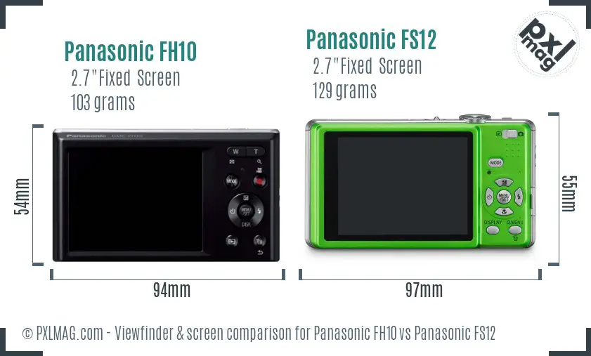 Panasonic FH10 vs Panasonic FS12 Screen and Viewfinder comparison
