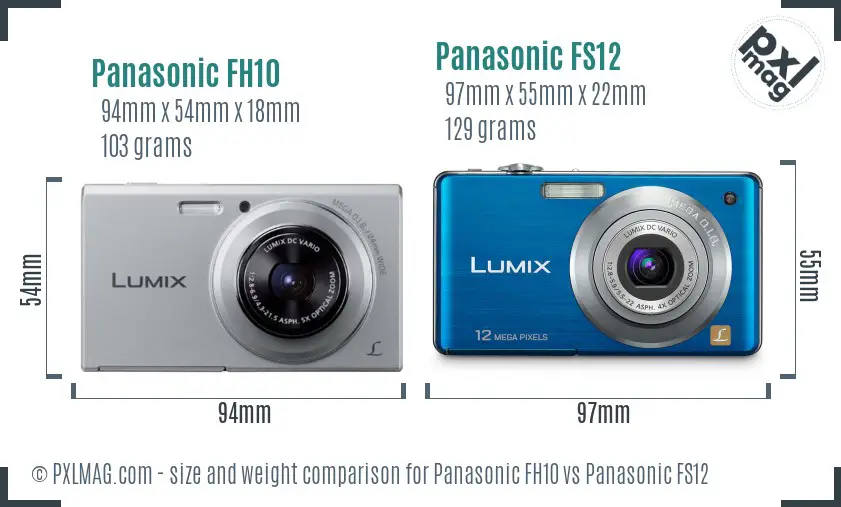 Panasonic FH10 vs Panasonic FS12 size comparison