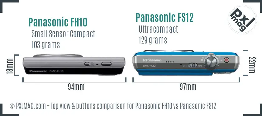 Panasonic FH10 vs Panasonic FS12 top view buttons comparison