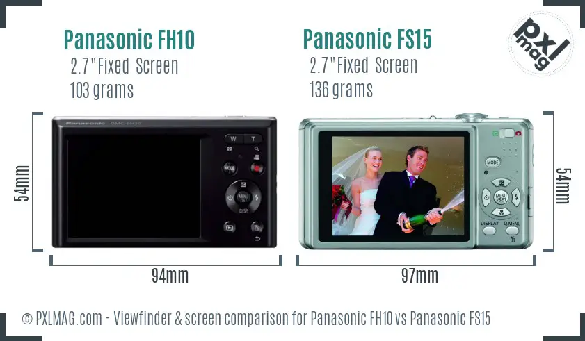 Panasonic FH10 vs Panasonic FS15 Screen and Viewfinder comparison