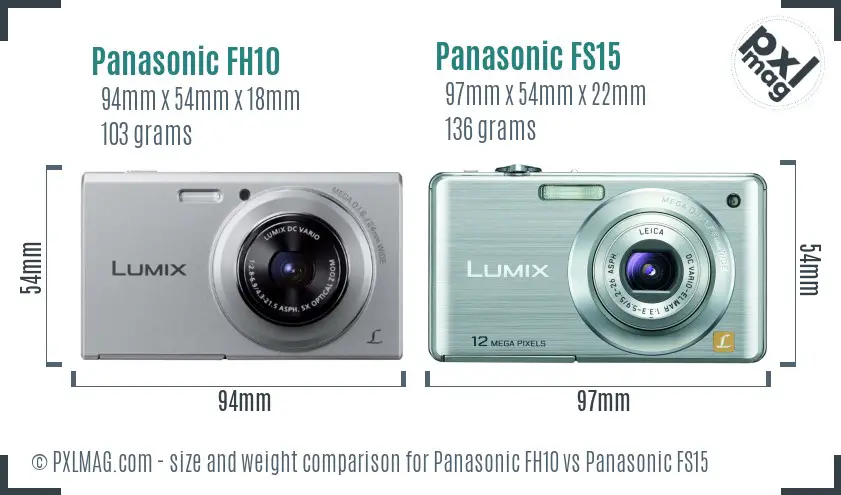 Panasonic FH10 vs Panasonic FS15 size comparison
